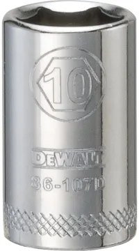 DeWALT DWMT86107OSP Hand Socket, 10 mm Socket, 1/4 in Drive, 6 -Point, Vanadium Steel, Polished Chro