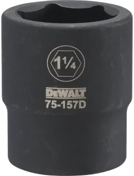 DeWALT DWMT75157OSP Impact Socket, 1-1/4 in Socket, 3/4 in Drive, 6 -Point, CR-440 Steel, Black Oxid