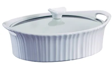 Corningware 1105935 Casserole Dish with Lid, 2.5 qt Capacity, Stoneware, French White, Dishwasher Sa