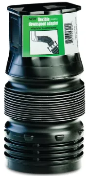 Amerimax ADP53202 Flexible Downspout Adapter, PVC, Black