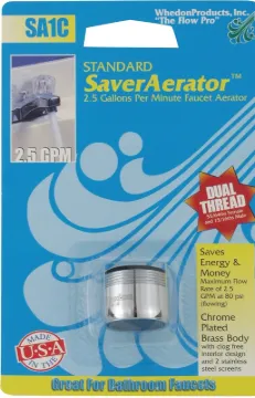 Whedon SA1C Faucet Aerator, 15/16-27 x 55/64-27, Male x Female Thread, Brass, 2.2 gpm