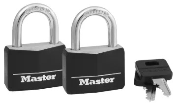 Master Lock 141T Padlock, Keyed Alike Key, 1/4 in Dia Shackle, Steel Shackle, Brass Body, 1-9/16 in