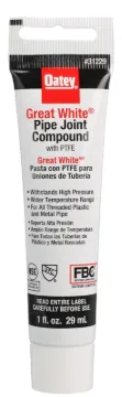 Oatey Great White 31229 Pipe Joint Compound, 1 oz, Tube, Liquid, Paste, White