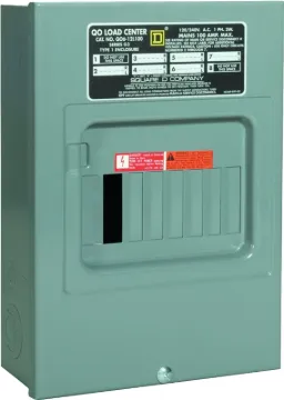 Square D QO QO612L100SCP Load Center, 100 A, 6-Space, 12-Circuit, Main Lug, NEMA 1 Enclosure, Plug-I