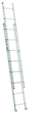 WERNER D716-2 Extension Ladder, 15 ft H Reach, 200 lb, Aluminum