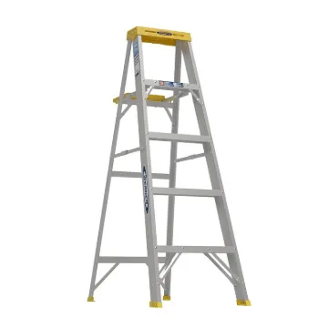 WERNER 365 Step Ladder, 9 ft Max Reach H, 4-Step, 250 lb, Type I Duty Rating, 3 in D Step, Aluminum,