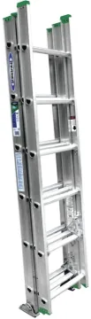 WERNER D1216-3 Extension Ladder, 15 ft H Reach, 225 lb, Aluminum
