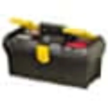 STANLEY STST13011 Tool Box with Tote Tray, 1.1 gal, Plastic, Black/Yellow, 4 -Compartment