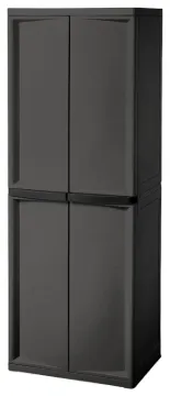 Sterilite 01423V01 Shelf Cabinet, 25-5/8 in OAW, 69-3/8 in OAH, 18-7/8 in OAD, 4-Shelf, Plastic, Gra
