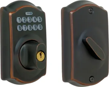 Schlage BE365VCAM716 Keypad Deadbolt, 2 Grade, Zinc, Aged Bronze, 2-3/8, 2-3/4 in Backset, C Keyway