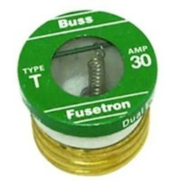 Bussmann T-30 Time-Delay Plug Fuse, 30 A, 125 V, 10 kA Interrupt, Plastic Body, Low-Voltage Fuse