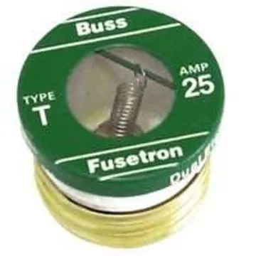 Bussmann T-25 Time-Delay Plug Fuse, 25 A, 125 V, 10 kA Interrupt, Plastic Body, Low-Voltage Fuse