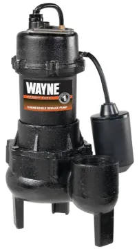 WAYNE RPP50/SEL50 Sewage Pump, 1-Phase, 15 A, 115 V, 0.5 hp, 2 in Outlet, 20 ft Max Head, 10,000 gph