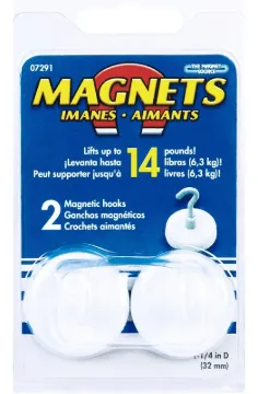 Magnet Source 07291 Magnetic Hook, 2-Hook, 14 lb, 2, Pack
