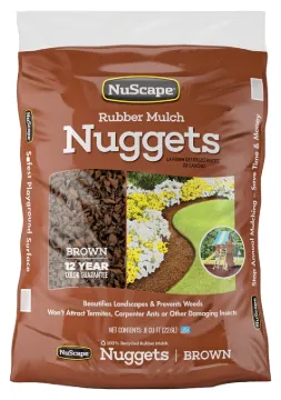 NuScape NS08ET Rubber Mulch Nugget, Earthtone, 0.8 cu-ft Bag