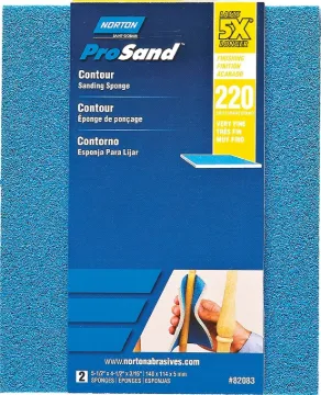 NORTON ProSand 82083 Sanding Sponge, 5-1/2 in L, 4-1/2 in W, 220 Grit, Very Fine, Aluminum Oxide Abr