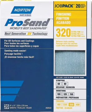 NORTON ProSand 07660768166 Sanding Sheet, 11 in L, 9 in W, Extra Fine, 320 Grit, Aluminum Oxide Abra