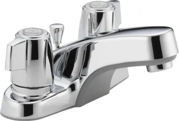 DELTA Peerless P246LF Bathroom Faucet, 1.2 gpm, 2-Faucet Handle, Metal, Chrome, Lever Handle, Standa