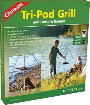 COGHLAN'S 9340 Tri-Pod Grill Adjustable to 34 in H, Galvanized Steel