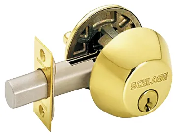 Schlage B60N605 Deadbolt, Brass, 2-3/8 x 2-3/4 in Backset, C Keyway