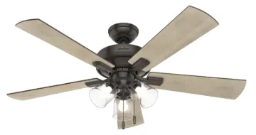 Hunter Crestfield 54205 Ceiling Fan with Light Kit, 120 V, 5-Blade, 52 in Sweep, 3987 cfm Air