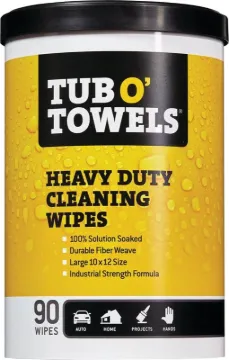 Tub O'Towels TW90 Cleaning Wipes, 12 in L, 10 in W, Light Citrus, 90