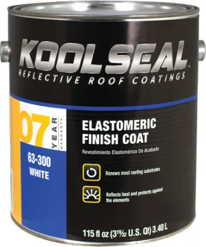 KOOL SEAL KS0063300-16 Elastomeric Roof Coating, White, 0.9 gal, Pail, Liquid