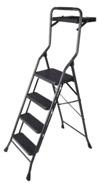 Simple Spaces HB4-2H Folding Step Stool, 62-1/2 in H, 4-Step, 250 lb, 5-1/8 in D Step, Steel, Black