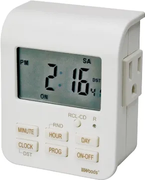 Woods 50009 Digital Timer, 15 A, 125 V, 1875 W, 3-Outlet, 7 day Time Setting, 20 On/Off Cycles Per D