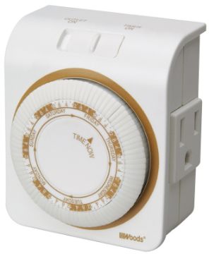 Woods 50002 Mechanical Timer, 15 A, 125 V, 1875 W, 7 day Time Setting, 6 On/Off Cycles Per Day Cycle