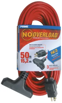 Prime CB614730 Extension Cord, 50 ft L, 15 A, 125 V, Red Jacket