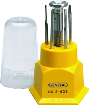 GENERAL S605 Five Blade Screwdriver Set, Steel, Black Oxide/Nickel