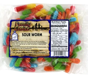 Family Choice 1283 Sour Worm Candy, 7.5 oz Package