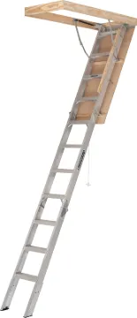 Louisville Elite Series AA2210 Attic Ladder, 7 ft 9 in to 10 ft H Ceiling, 22-1/2 x 54 in Ceiling Op