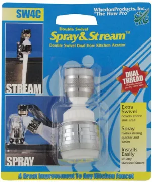 Whedon Spray&Stream SW4F/C Aerator, Male x Female, Brass/Plastic, Chrome, 2.2 gpm