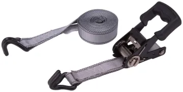 ProSource FH64059 Tie-Down, 1-1/4 in W, 16 ft L, Polyester, Gray, 833 lb, J-Hook End Fitting