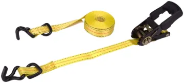 ProSource FH64058 Tie-Down, 1 in W, 16 ft L, Polyester, Yellow, 1000 lb, J-Hook End Fitting