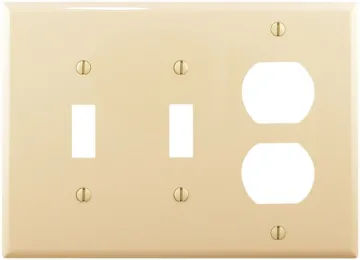 Eaton Wiring Devices PJ28V Wallplate, 4-7/8 in L, 6-3/4 in W, 3-Gang, Polycarbonate, Ivory, High-Glo