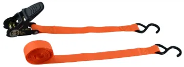 ProSource FH64070 Tie-Down, 1 in W, 13 ft L, Polyester Webbing, Metal Ratchet, Orange, 300 lb, S-Hoo