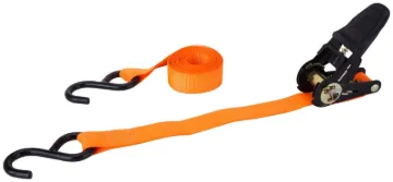 ProSource FH64052 Tie-Down, 1 in W, 10 ft L, Polyester Webbing, Metal Ratchet, Orange, 400 lb, S-Hoo