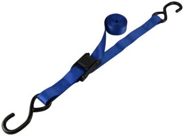 ProSource FH64051 Tie-Down, 1 in W, 6 ft L, Polyester Webbing, Metal Buckle, Blue, 400 lb, S-Hook En
