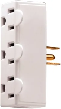 Eaton Wiring Devices BP1147W Outlet Tap, 2-Pole, 15 A, 125 V, 3-Outlet, NEMA: 5-15R, White