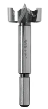 IRWIN 1966932/42920 Forstner Drill Bit, 1-1/4 in Dia, 3-1/2 in OAL, 3/8 in Dia Shank, Reduced Shank