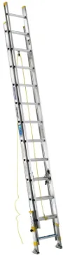WERNER D1824-2EQ Extension Ladder, 23 ft H Reach, 250 lb, Aluminum