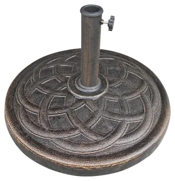Seasonal Trends 69331 Umbrella Base, 21.65 in Dia, 13.2 in H, Round, Resin/Steel/Plastic, Bronze, Fo
