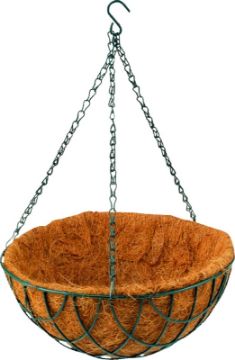 Landscapers Select GB-4303-3L Hanging Planter, Circle, 22 lb Capacity, Natural Coconut/Steel, Matte
