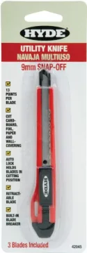 HYDE 42045 Utility Knife, 9 mm W Blade, Stainless Steel Blade, Blue Handle