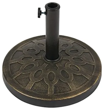 Seasonal Trends 69328 Umbrella Base, 17-1/2 in Dia, 13 in H, Round, Resin/Steel/Plastic, Bronze, For