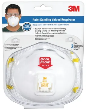 3M 2/Pack 8511PA1-2A/R8511- Disposable Respirator, N95 Filter Class, 95 % Filter Efficiency, White