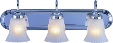 Boston Harbor RF-V-028-CH Vanity Light Fixture, 60 W, 3-Lamp, A19 or CFL Lamp, Steel Fixture, Chrome